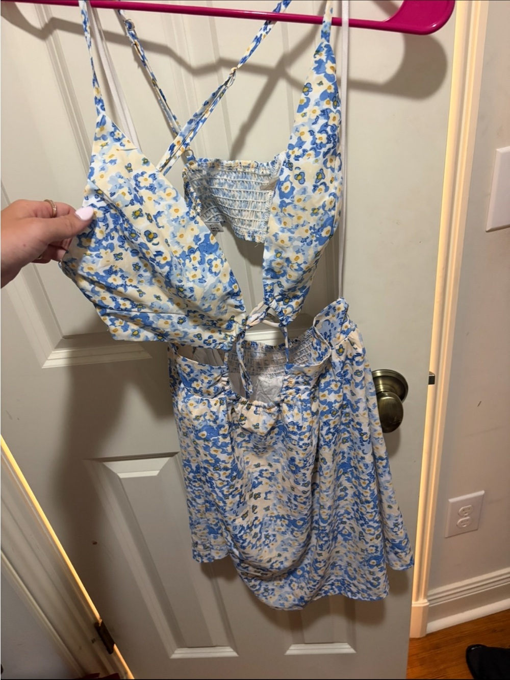Hello Molly Blue Floral Tie-Front Mini Dress - Picture 2 of 2